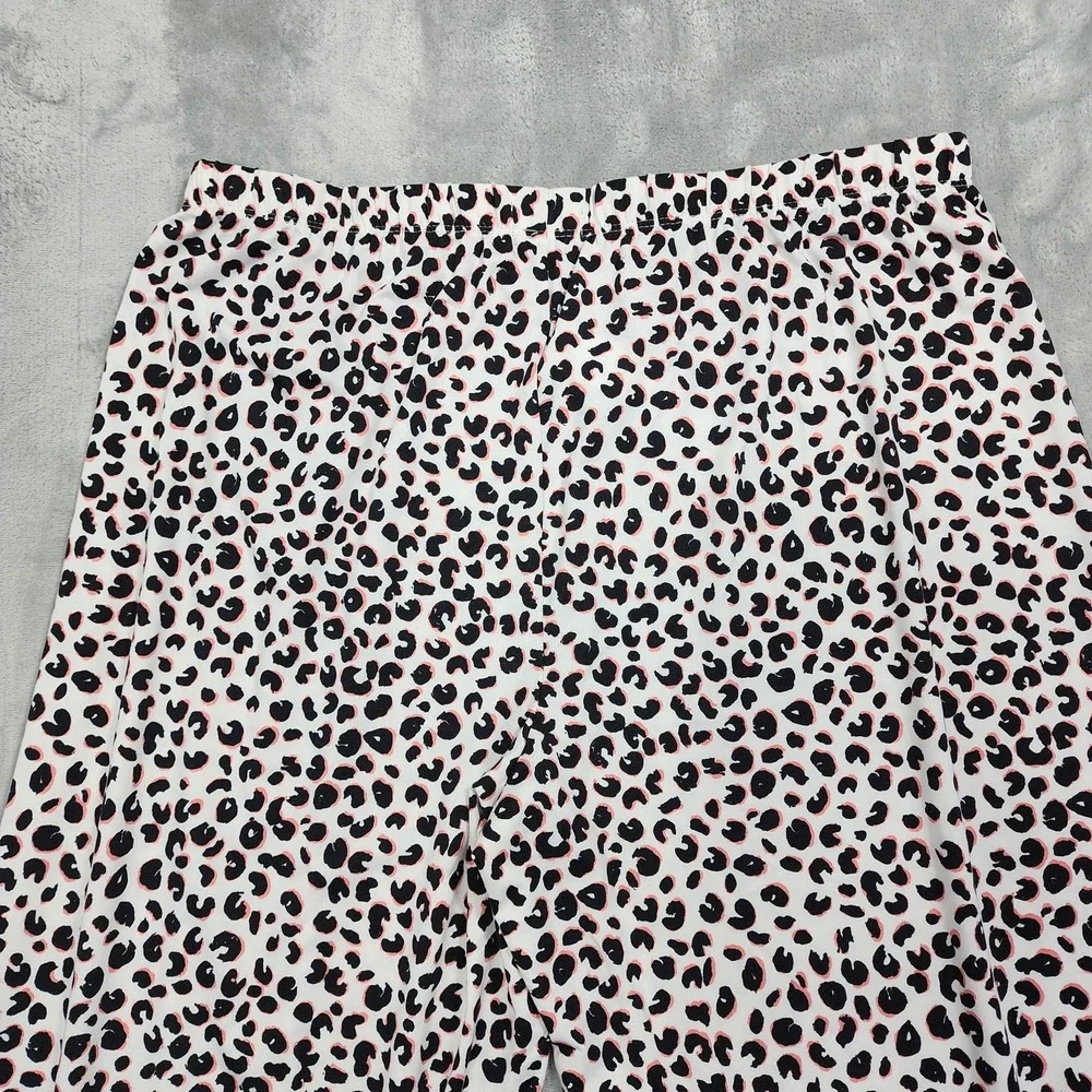 Kate‎ Spade Pants Womens M Black Pink Leopard Print Jersey Capri Pajama Lounge